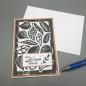 Preview: Grußkarte Kondolenz Erinnerung Blätter Druck Stempel schwarz Kuvert Stift
