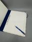 Preview: Ringbuch blau  weiß Innenseite Ringmechanik Stift Deckblatt