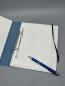 Preview: Ringbuch Planer A5 blau Innenseite Deckblatt Stift Ringmechanik Gummiband