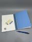 Preview: Heft Notizen A5 Buchdeckel Steckfach Innenseite blau