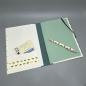 Preview: Notizen A5 Leinenrücken auswechselbar Heft Innenseite mint Stift