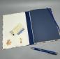 Preview: Notizen A5 Leinenrücken auswechselbar Heft blau Steckfach Notizheft
