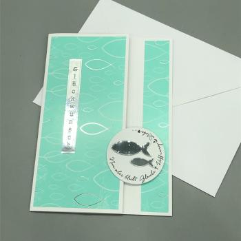 Grußkarte Glückwunsch Konfirmation Taufe Firmung Kommunion  mint Fisch Kuvert