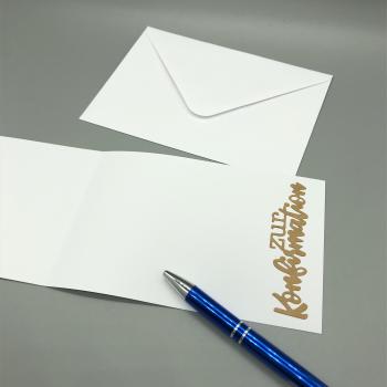 Grußkarte Konfirmation weiß Innenseite Schreibfeld Kuvert Stift
