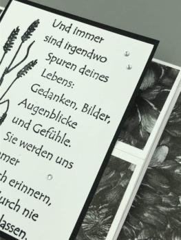 Grußkarte Kondolenz schwarzweiß Trauer Stempeltext Pop-up-Karte