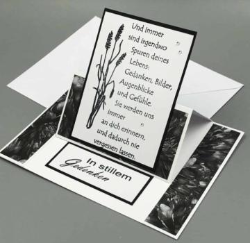 Grußkarte Kondolenz schwarzweiß Trauer Anteilnahme Pop-up-Karte