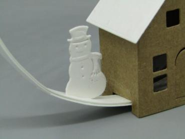 Dekoration rund Wandbehang Karton weiß Haus Schneemann