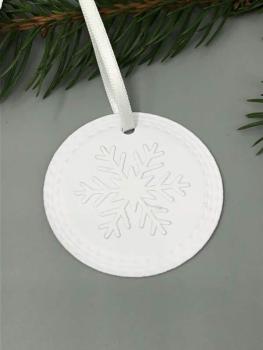 Anhänger Geschenk Weihnachten Winter Schneeflocken weiß rund