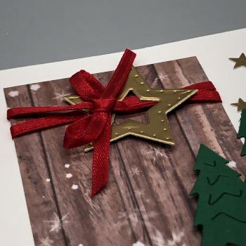 Geschenkkarte Weihnachten Quadratisch Set Stern Holzoptik