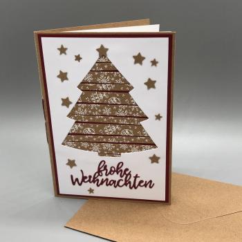 Weihnachtskarte C6 Kraftkarton rot stehend Kuvert