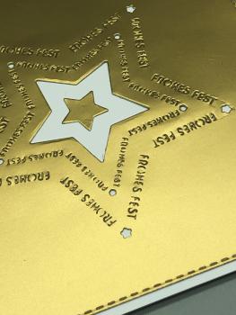 Weihnachtskarte Sterne gold FrohesFest Prägung