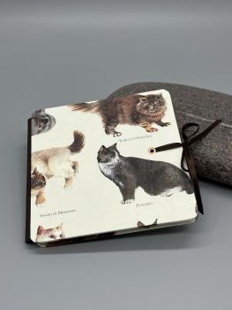 Fotoalbum Buch braun Katzenarten Satinband