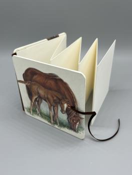 Fotoalbum Buch braun Pferdefamilie Seiten Faltung