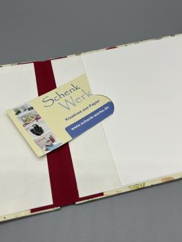 Preview: Buch Fotos Gummiband Faltbuch weiß Rücken Leinenbindung Steckfach