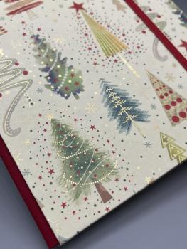 Buchdeckel Faltbuch Front grün rot gold Detail Glanz