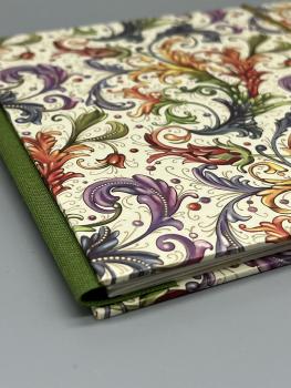 Preview: Buchdeckel Faltbuch Detail Bindung  Leinen bunt Ecke