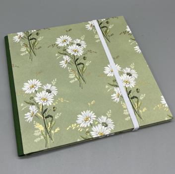 Fotoalbum Buch grün Blumen Gummiband Vorderseite