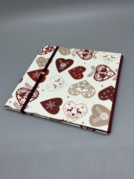 Preview: Buch Gummiband Faltbuch rot skandinavisch Herz Rückseite