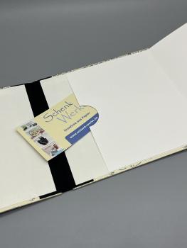 Buch Fotos Faltbuch schwarz Rücken Leinenbindung Steckfach