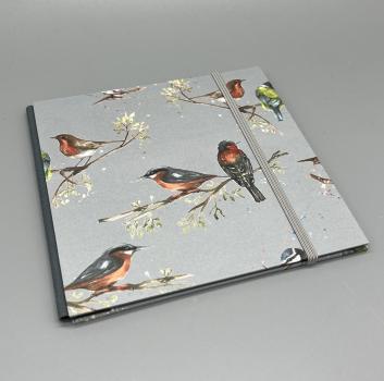 Preview: Buch Gummiband Fotos Seiten Faltung Faltbuch grau Vögel