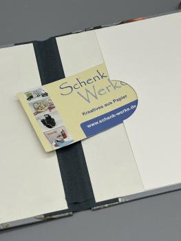 Preview: Buch Fotos Faltbuch Rücken Leinenbindung Steckfach grau