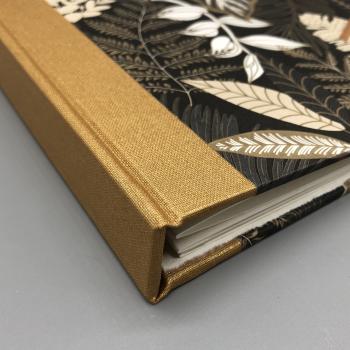 Fotoalbum Buch braun golden Blätter Bindung Rücken