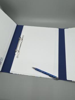Planer Ringbuch Ringmechanik Innenseite Niederhalter Stift blau weiß
