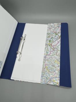 Preview: Planer Ringbuch Mappe Ringmechanik  blau Innenseite Klappe
