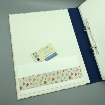 Buch Ringmechanik Herzen blau bunt Steckfach