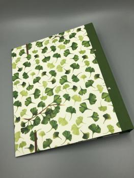 Buch Ordner A4 Ringmechanik Blätter grün  Rückendeckel