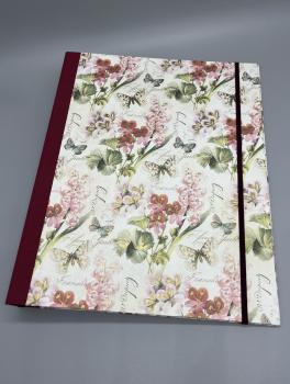 Ordner Ringbuch A4 rot floral Gummikordel Front