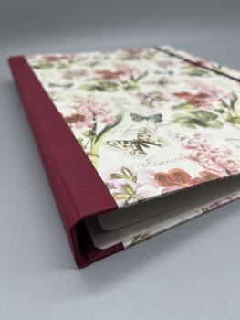 Ordner Ringbuch A4 rot floral Leinenrücken