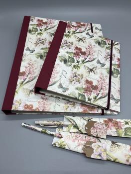 Ordner Ringbuch A4 rot floral Formate Stifte Set