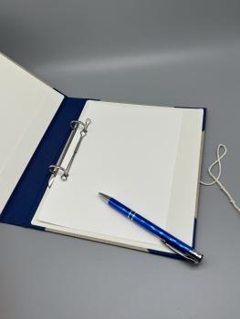 Ringbuch Graskarton Innenseite Ringmechanik Leinenrücken