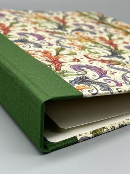 Preview: Ordner Ringbuch A5 grün florentinisch Leinenrücken