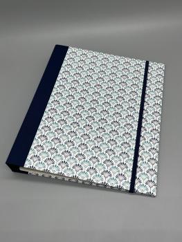 Ringbuch Planer A5 blau Blumen Gummiband Front