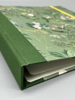 Ringbuch A5 Ordner Hefter Blumen Kräuter grün Leinenrücken Bindung