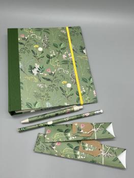 Ringbuch A5 Ordner Hefter Ringmechanik grün Stifte Set