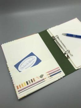 Ringbuch Hefter Ringmechanik Steckfach Buntstifte grün bunt