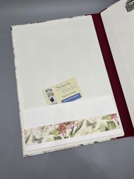 Preview: Buchbinderei Mappe Klemmbrett Blumen Schmetterlinge rot Innenseite Steckfach FürElise
