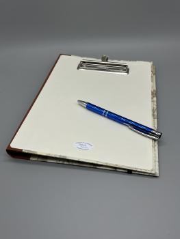 umgeschlagene Klemm-Mappe A5 Brief und Siegel mit Stift
