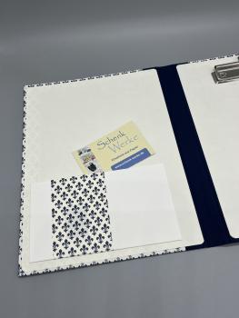 Preview: Mappe Lilien innen Steckfach blau weiß A5 leer