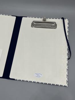 Klemmmappe Stifthalter Innenseite blau weiß