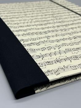 Preview: Mappe A4 Sammeln Noten schwarz Detail  Leinenrücken