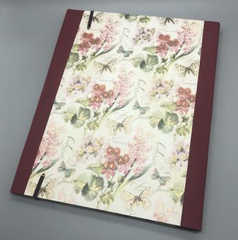 Mappe A4 Sammeln rot Blumen Schmetterlinge  Rückseite