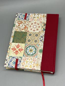 Preview: Rückseite Buch Leinenrücken Gummiband handgebunden Notizen Noten Musik schwarz beige