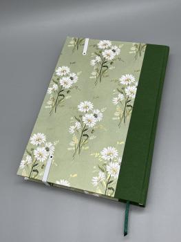 Preview: Buch Leinenrücken  Rückseite handgebunden Blumen grün