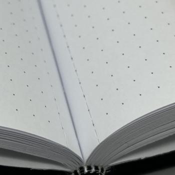 Preview: Detailansicht punktkarierte Seiten, hochweiß, mit Mikroperforation