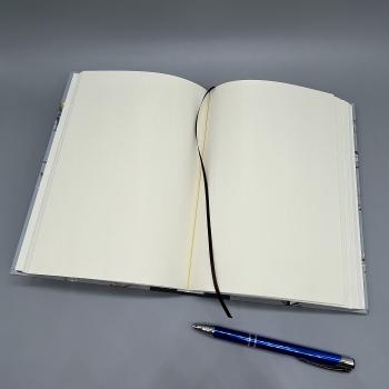 Preview: Buch handgebunden innen Seiten weiß Lesebändchen liniert