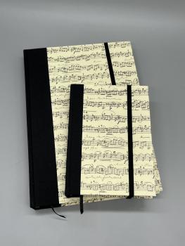 Preview: Buch Leinenrücken handgebunden Größenvarianten Musik Beispiele